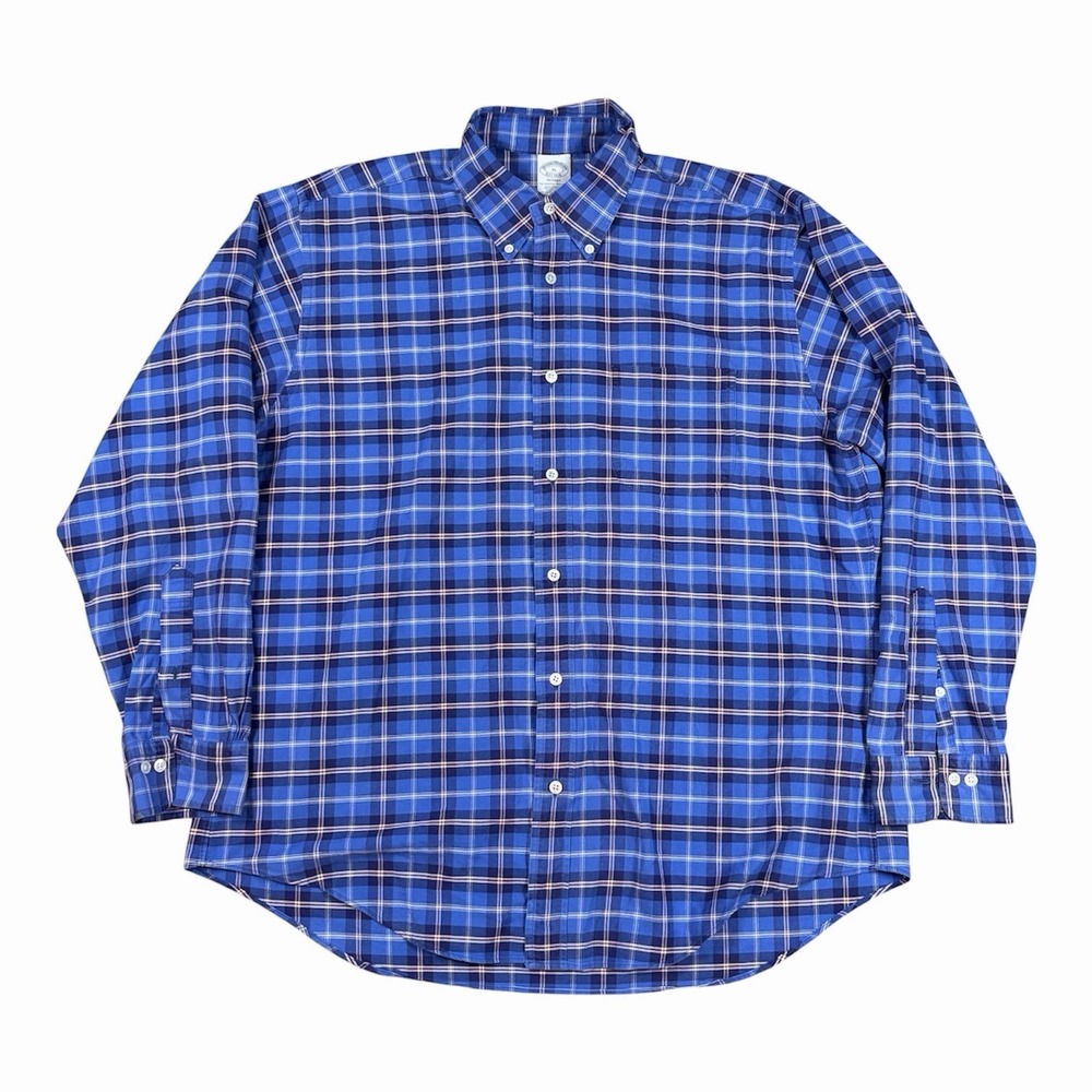 VTG Brooks Brothers OCDB Original Polo Shirt Regent Made USA Plaid Supima XL